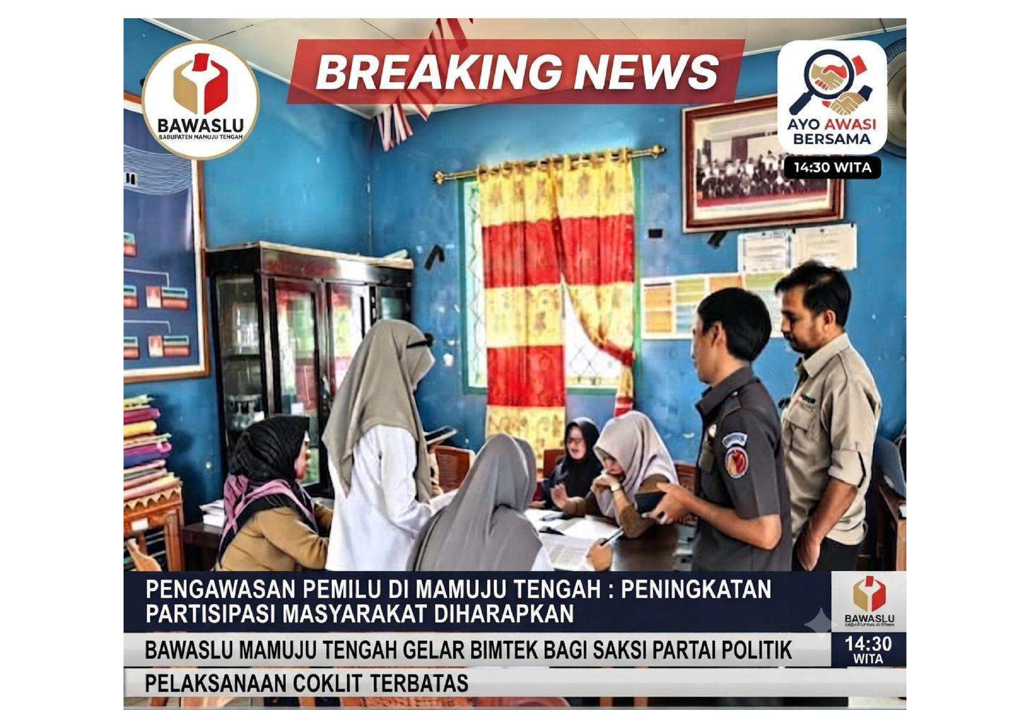 Pengawasan Coklit Terbatas Bawaslu Mamuju Tengah